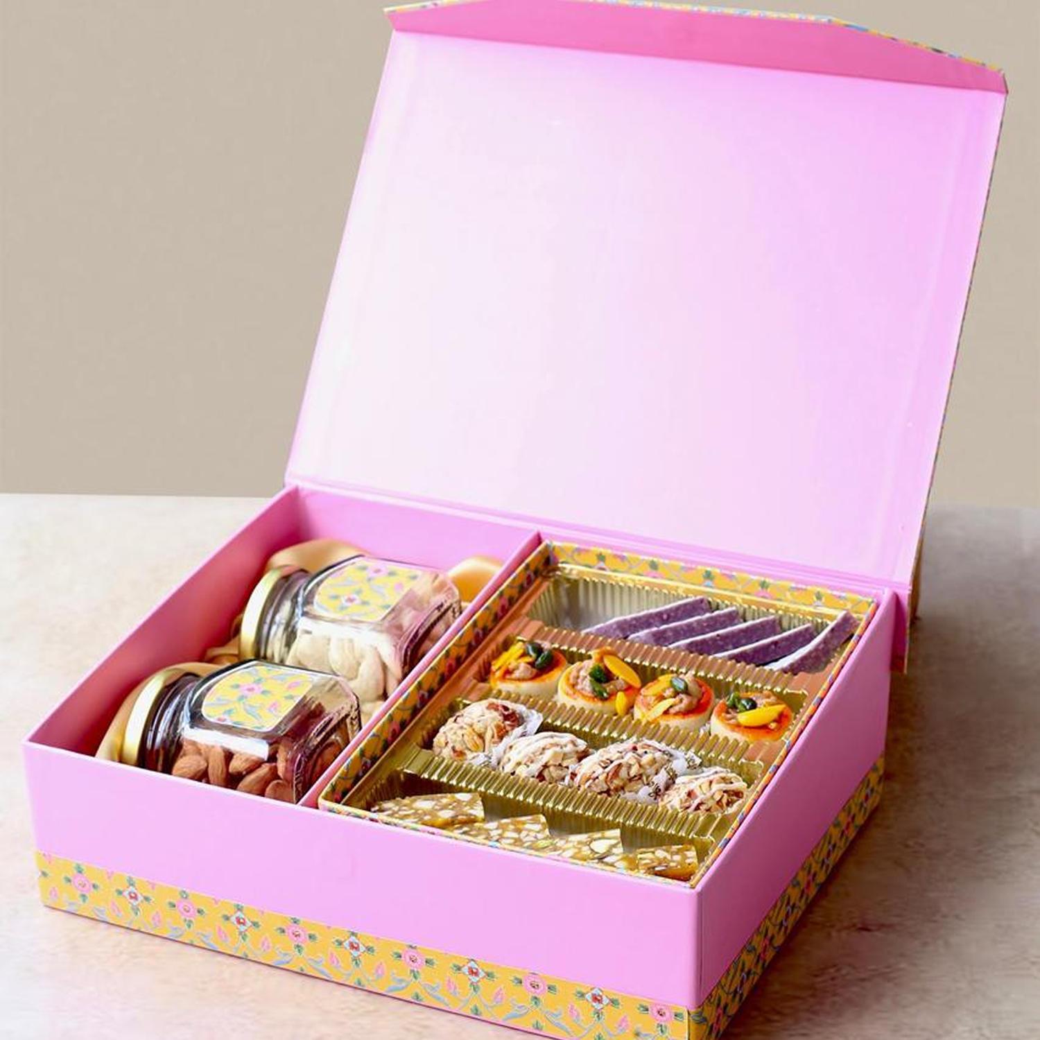 Yellow Pink Box – Shree Ganga Sweets