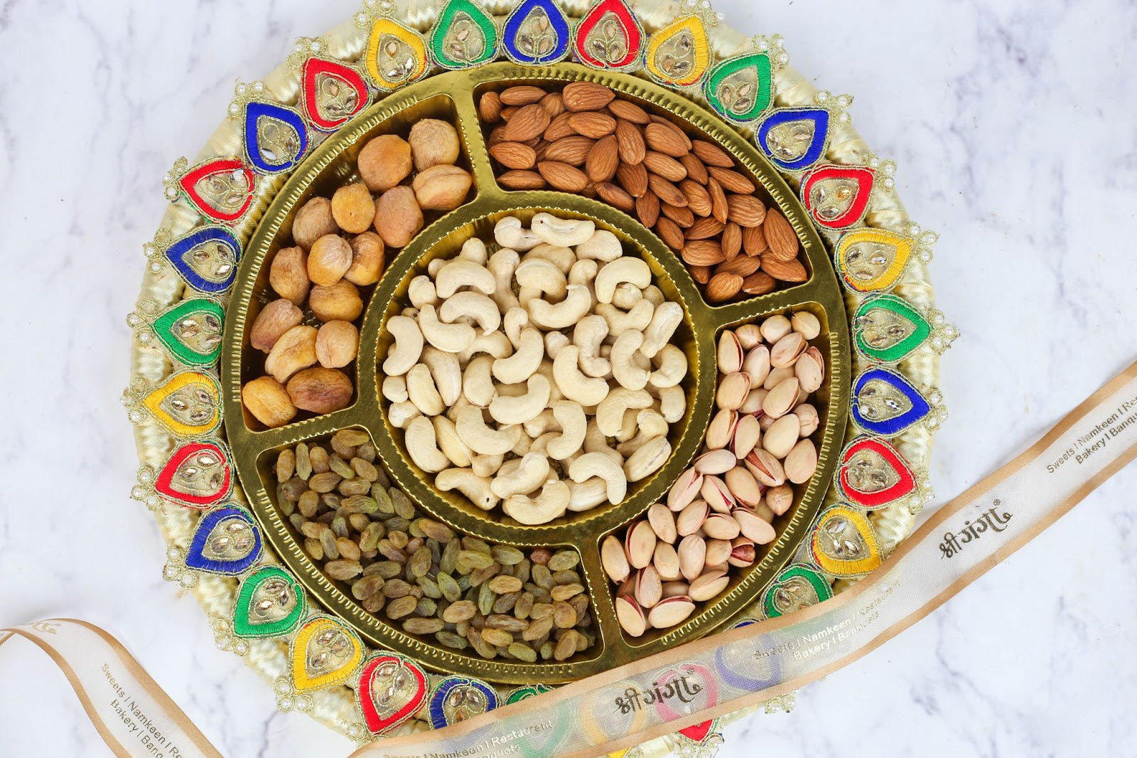 Round FLower 5 khana Tray